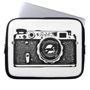 Russische camera - zwart op wit laptop sleeve