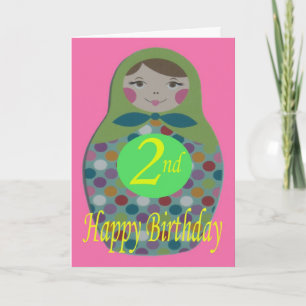 Russische dolle Happy 2de verjaardag Kaart