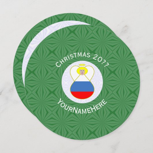 Russische engel vlag Kerstmis Personaliseren Ronde Kaart (Voorkant / Achterkant)