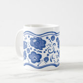 Russische Floral Gzhel Style Koffiemok (Voorkant links)