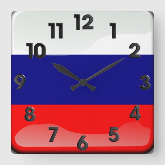Russische gepolijst vlag vierkante klok (Voorkant)