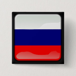 Russische gepolijste vlag vierkante button 5,1 cm