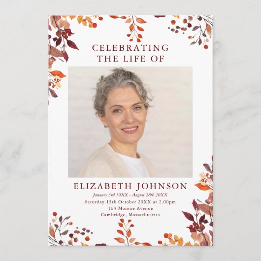 Russische Herfst Memorial Funeral Order of Service Programma (Voorkant)