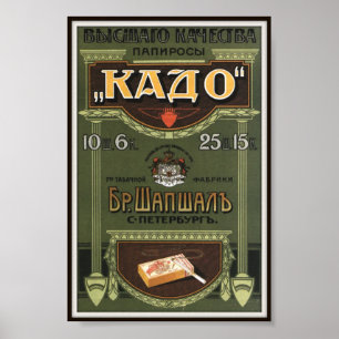 Russische imperial Kado Cigarette Adverteren 1912 Poster