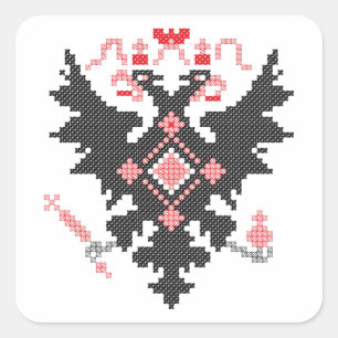 RUSSISCHE IMPERIËLE TWEE-KOPELEGELS VIERKANTE STICKER