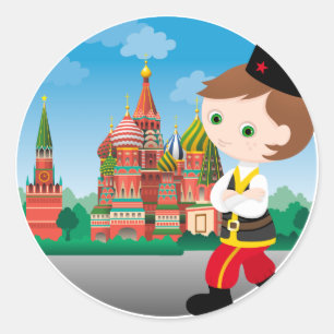 Russische jongen ronde sticker