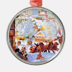 Russische kerstcadeautjes metalen ornament