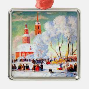 Russische kerstcadeautjes metalen ornament