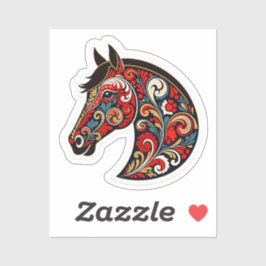Russische Khokhloma bloemenschildering paardenkop Sticker