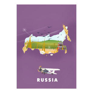 Russische landkaart reisposter foto afdruk