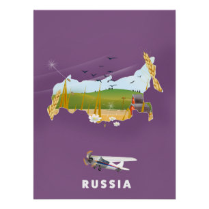 Russische landkaart reisposter perfect poster