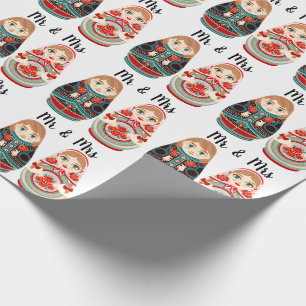 Russische Matroesjka poppen Heren & Dames roze mar Cadeaupapier