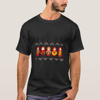 Russische Matryoshka Babushka Bloemen Nestelpoppen T-shirt