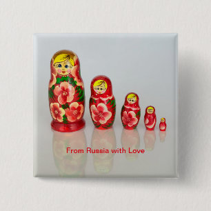 Russische Matryoshka Dolls Vierkante Button 5,1 Cm