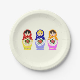 Russische matryoshka nestpoppen papieren bordje