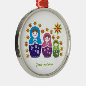 Russische Matryoshka-poppen aangepaste versiering Metalen Ornament (Rechts)