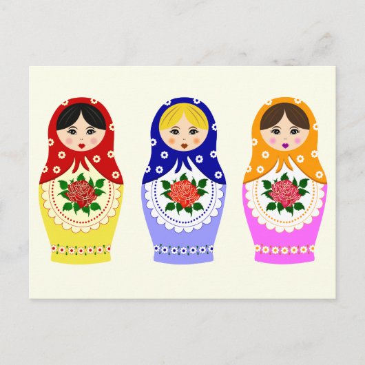 Russische matryoshka-poppen briefkaart (Voorkant)