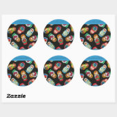 Russische nestpoppennetjes ronde sticker (Vel)