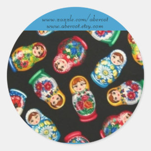 Russische nestpoppennetjes ronde sticker