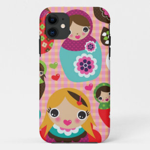 Russische pop-illustratie achtergrond iPhone 11 hoesje