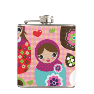 Russische pop-illustratie achtergrond heupfles