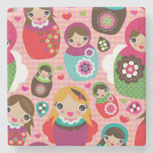 Russische pop-illustratie achtergrond stenen onderzetter