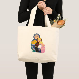 Russische Pop Matroesjka Levensfasen Kleurrijk Sch Grote Tote Bag