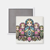 Russische pop vierkante magneet (Voorkant / Achterkant)