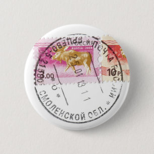 Russische postzegels ronde button 5,7 cm