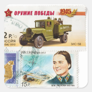 Russische postzegels vierkante sticker