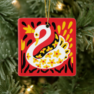 Russische stijl sprookje koninklijke gekroonde zwa keramisch ornament