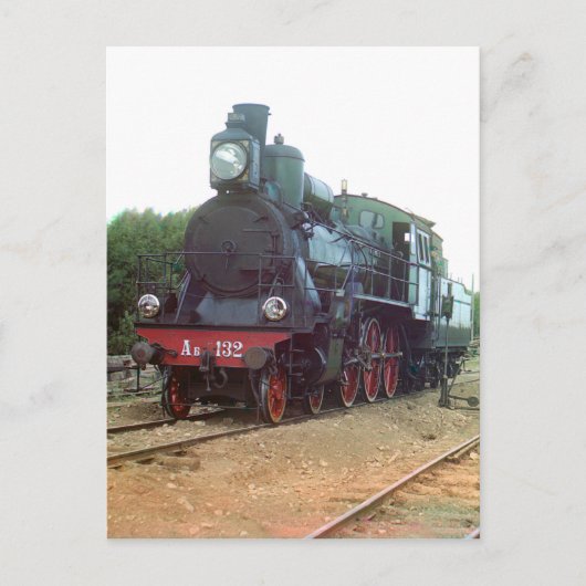 Russische stoamlocomotief briefkaart (Voorkant)
