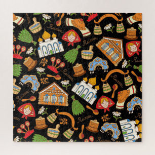Russische symbolen: gekleurd patroon. legpuzzel