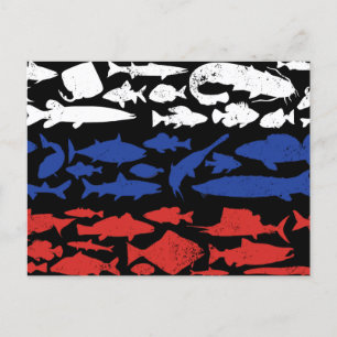 Russische vlag gemaakt van vis - Gevist ontwerp vo Feestdagenkaart