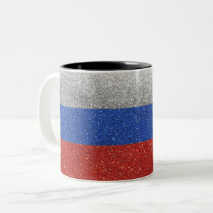 Russische vlag Glitter Home Kantoor Coffee Tweekleurige Koffiemok
