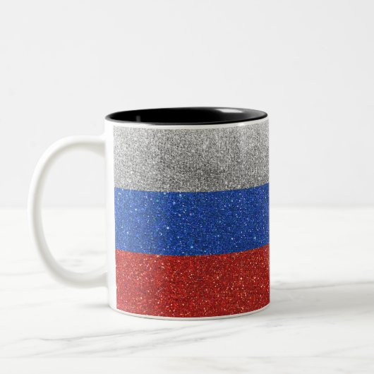 Russische vlag Glitter Home Kantoor Coffee Tweekleurige Koffiemok (Links)