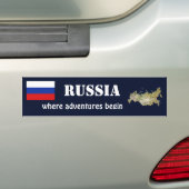 Russische vlag + kaartBumpersticker Bumpersticker (Op auto)