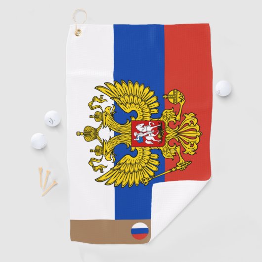 Russische vlag & Rusland monogrammen Golfhanddoek (Insitu)