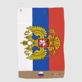 Russische vlag & Rusland monogrammen Golfhanddoek (Voorkant)