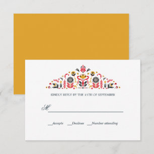 Russische Volkskunst Khokhloma Formele BRUILOFT RS RSVP Kaartje