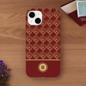 Rust and Gold Boho Monogram Pattern iPhone Hoesje