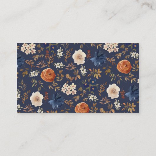 Rust Blue French Country Details Enclosure Wedding Visitekaartje (Achterkant)