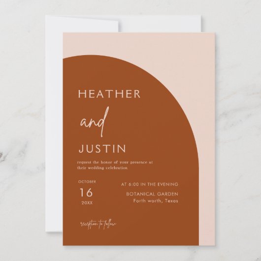 Rust Blush en Terracotta Wedding Invitations Kaart (Voorkant)
