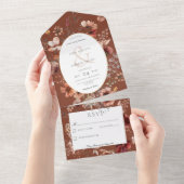 Rust & Blush Wilde bloempitten Lijst Geen diner All In One Uitnodiging (Afscheurbaar)