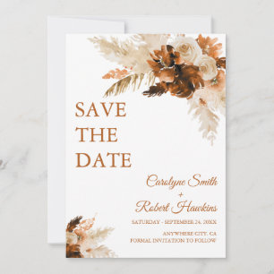 Rust Bohemian en Pampas Grass Stylish Save The Date