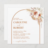 Rust Boho en Pampas Grass Terracotta Square Wedden Kaart (Voorkant / Achterkant)