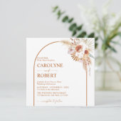 Rust Boho en Pampas Grass Terracotta Square Wedden Kaart (Staand voorkant)