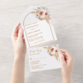 Rust Boho en Pampas Grass Wedding All In One Uitnodiging (Afscheurbaar)