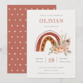 Rust Boho Floral Rainbow Elke zondag Nodig Bedankkaart (Voorkant / Achterkant)