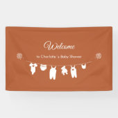 Rust Boho Minimalistisch Baby shower Welkom Spandoek (Horizontaal)